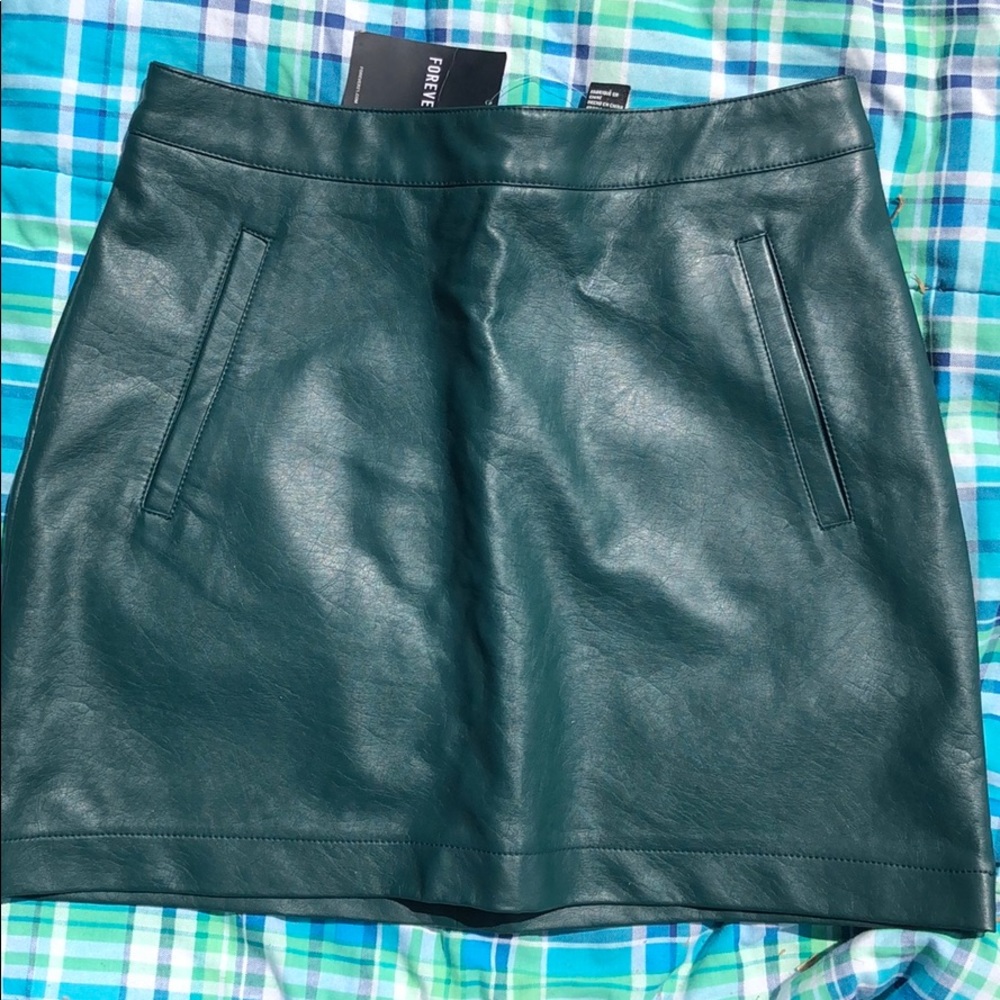 High waisted leather skirt